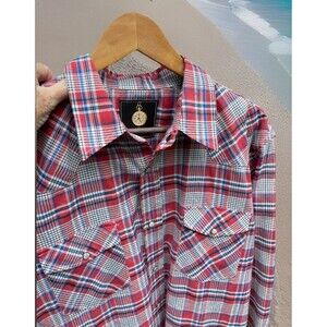 Liquid West Western Cowboy Pearl Snap Long Sleeve Shirt 100% Cotton Mens XXL